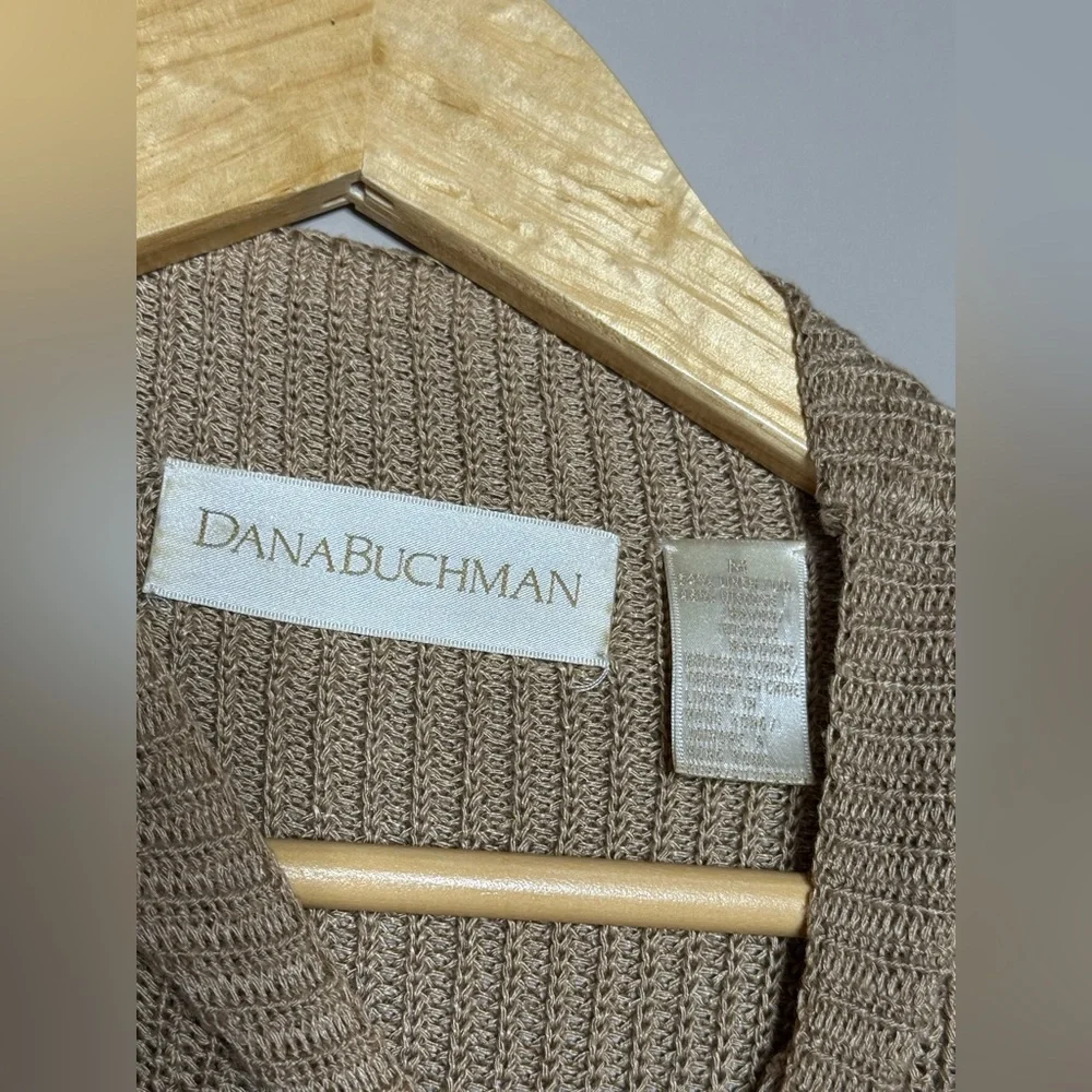 Dana Buchman Linen Silk Sleeveless Knit Top Beige Minimalist Tank Womens‎ M - Picture 3 of 5